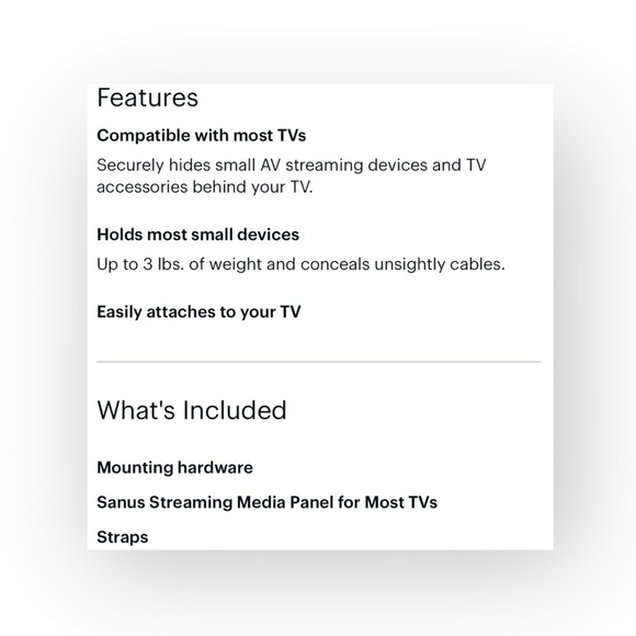 new Sanus  Streaming Box Panel Mount Bracket  Amazon Fire TV Stick Compatible - Picture 11 of 16